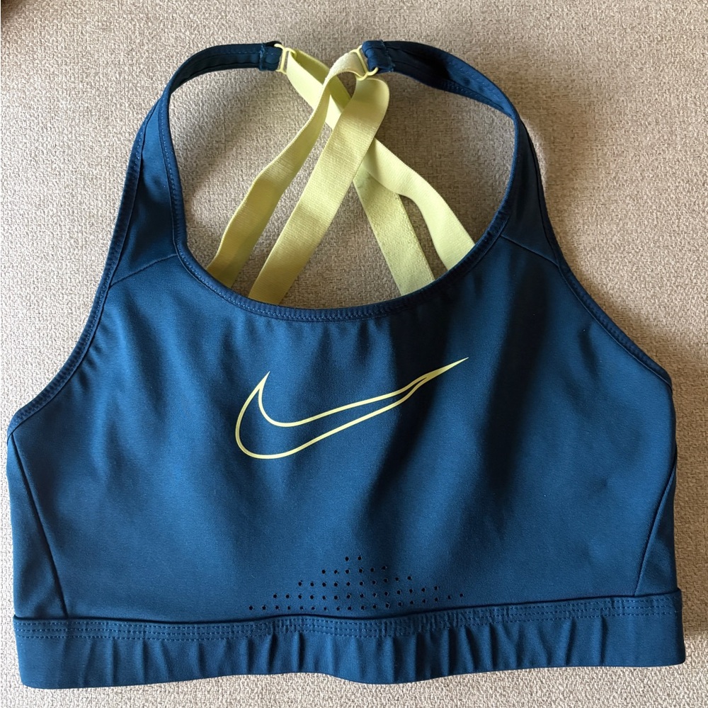 Nike Women's Teal and Yellow Sports Bra